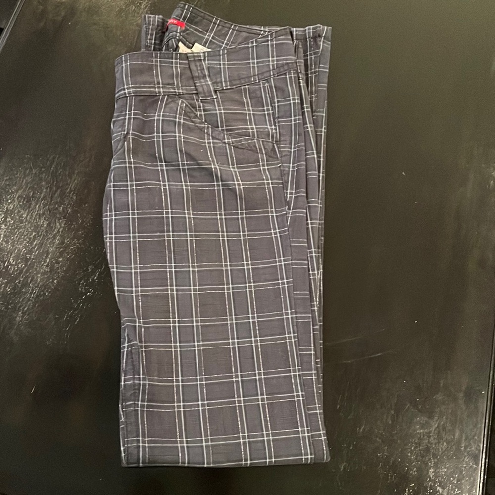 Unionbay junior women size 7 plaid pants silver threading excellent condition